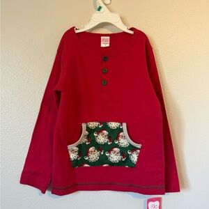 NWT Ricrac & Ruffles Red Santa Long Sleeve Shirt 6